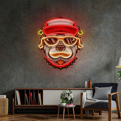 Dog Wearing Sunglasses Red-Yellow Uv Printed Led Neon Sign For Indoor Decor | Shineneon