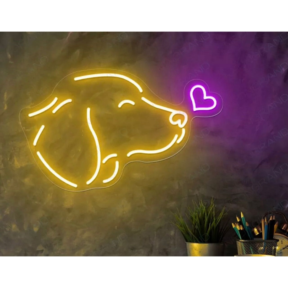 Dog With Heart Led Sign Business Neon Sign