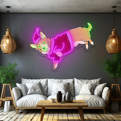 Dog With Santa Hat Neon Signs Animal Neon Sign - Shineneon