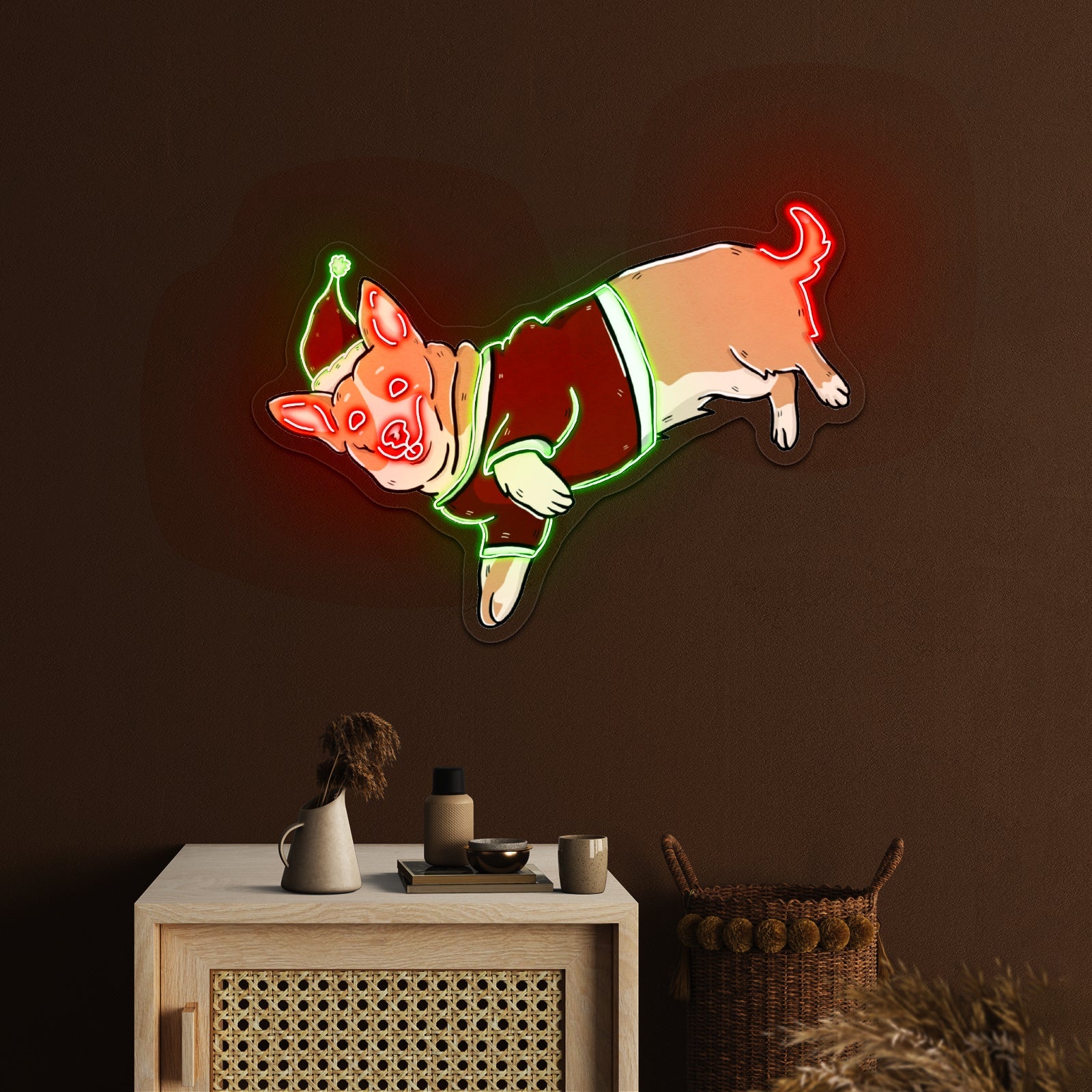 Dog With Santa Hat Neon Signs Animal Neon Sign - Shineneon