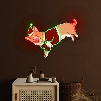 Dog With Santa Hat Neon Signs Animal Neon Sign - Shineneon