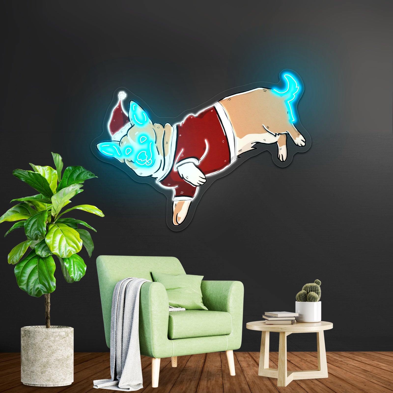 Dog With Santa Hat Neon Signs Animal Neon Sign - Shineneon
