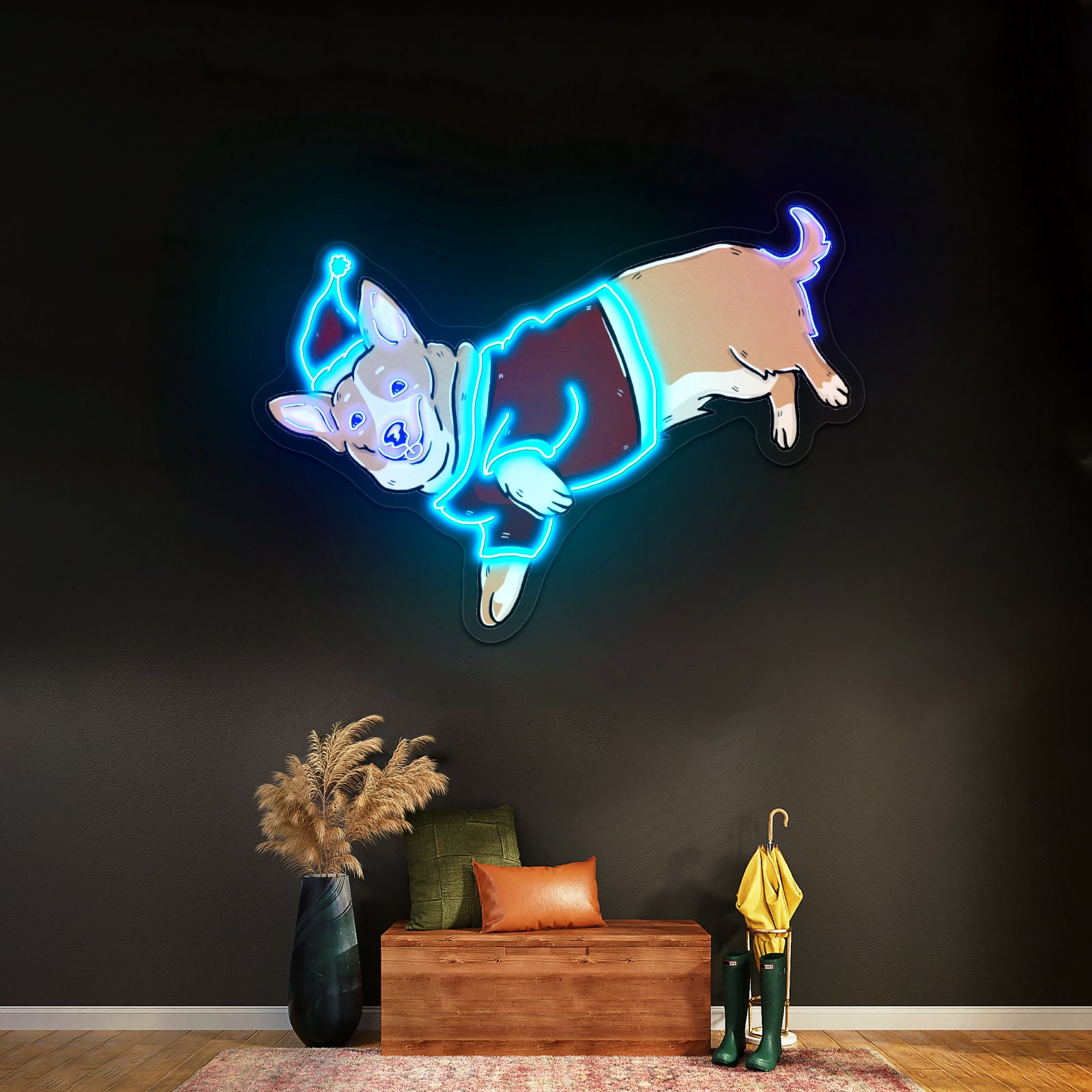 Dog With Santa Hat Neon Signs Animal Neon Sign