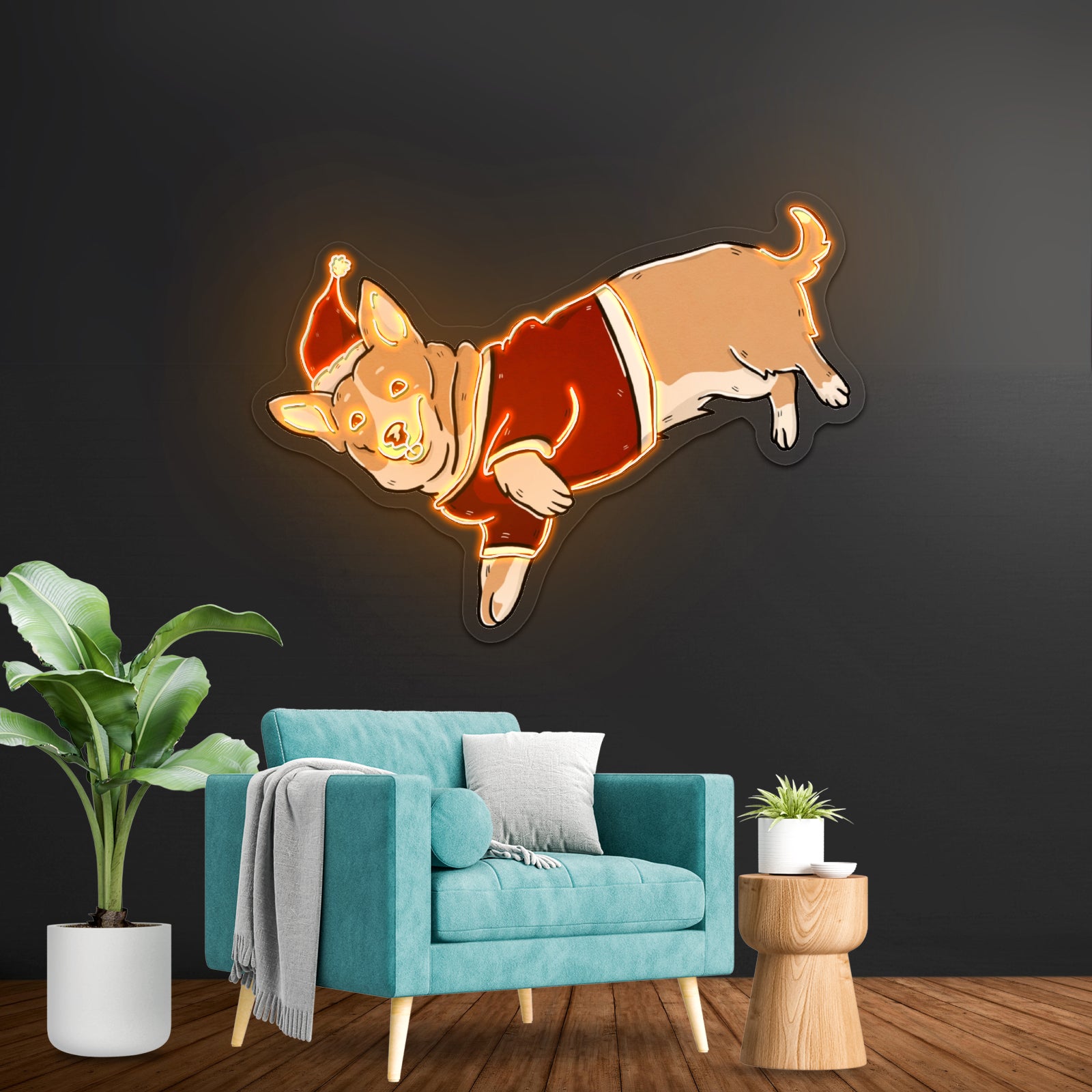 Dog With Santa Hat Neon Signs Animal Neon Sign