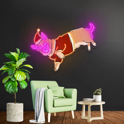 Dog With Santa Hat Neon Signs Animal Neon Sign