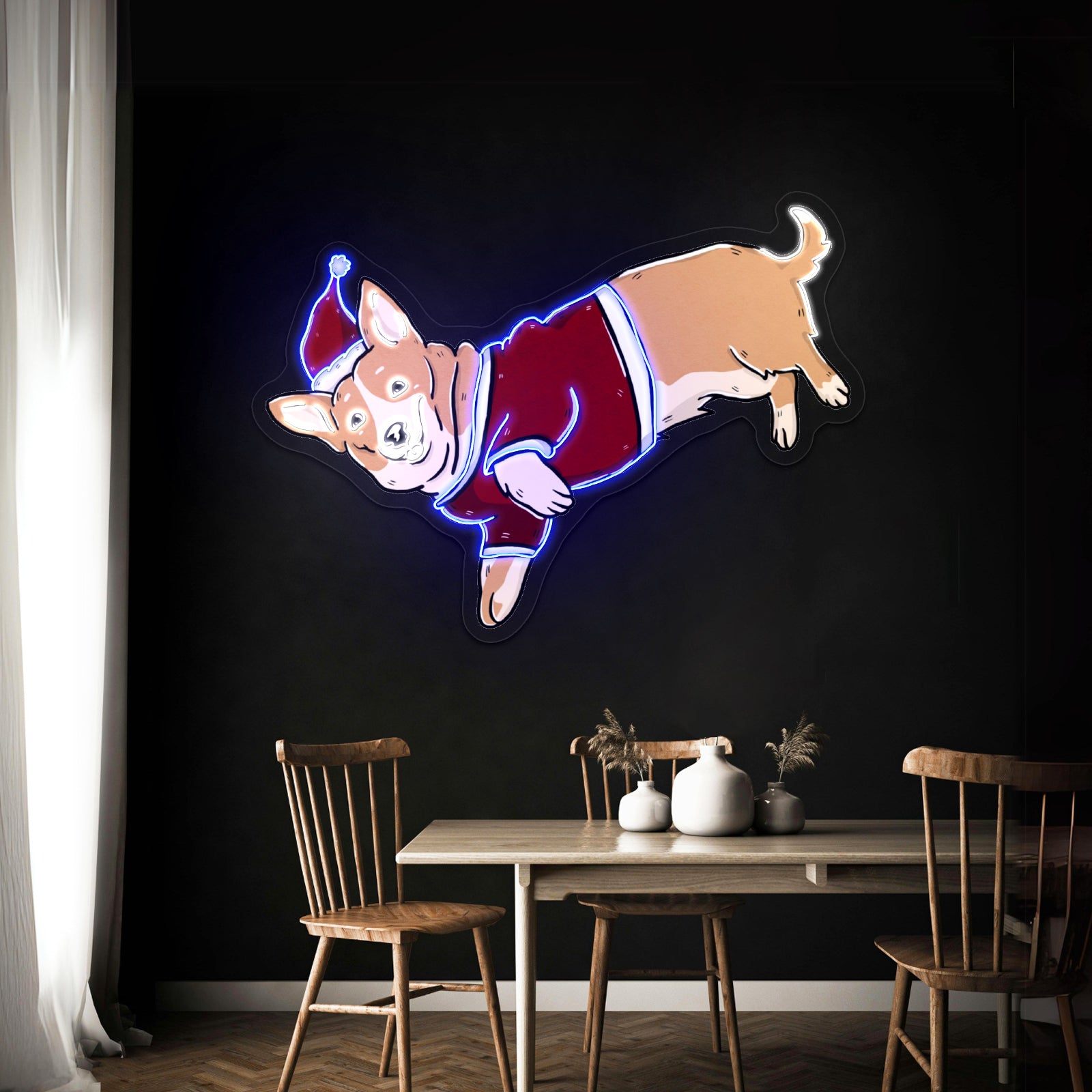 Dog With Santa Hat Neon Signs Animal Neon Sign