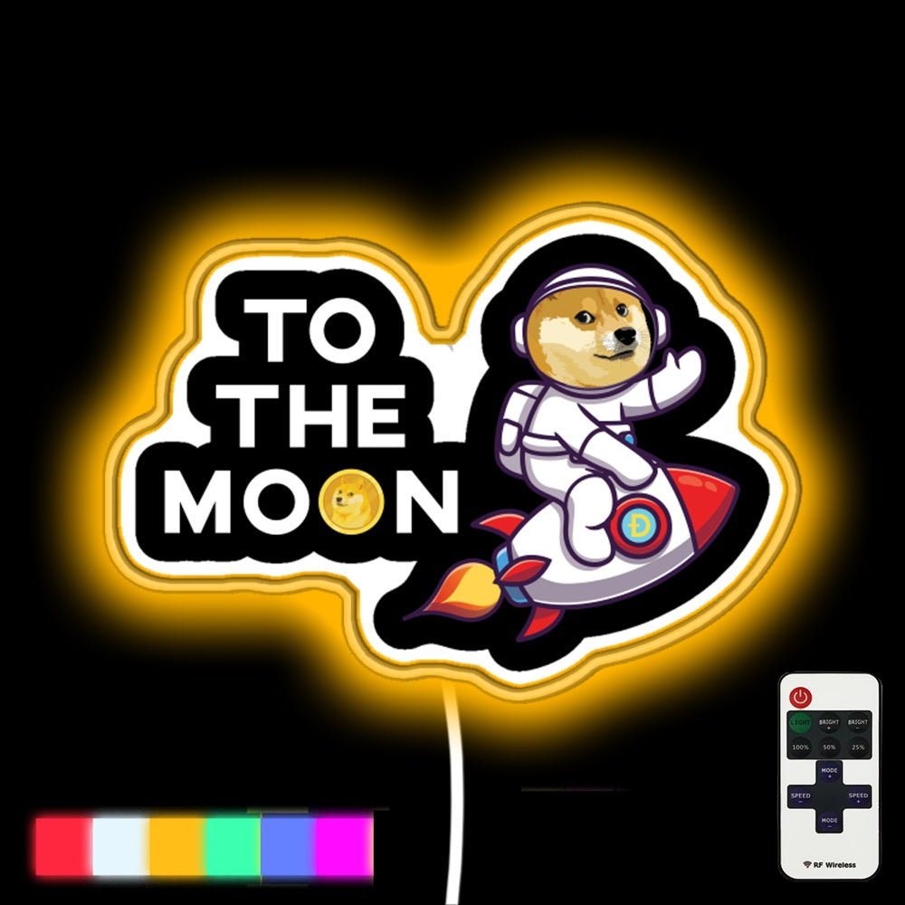 Dogecoin To The Moon Astronaut Led Neon Sign - Shineneon