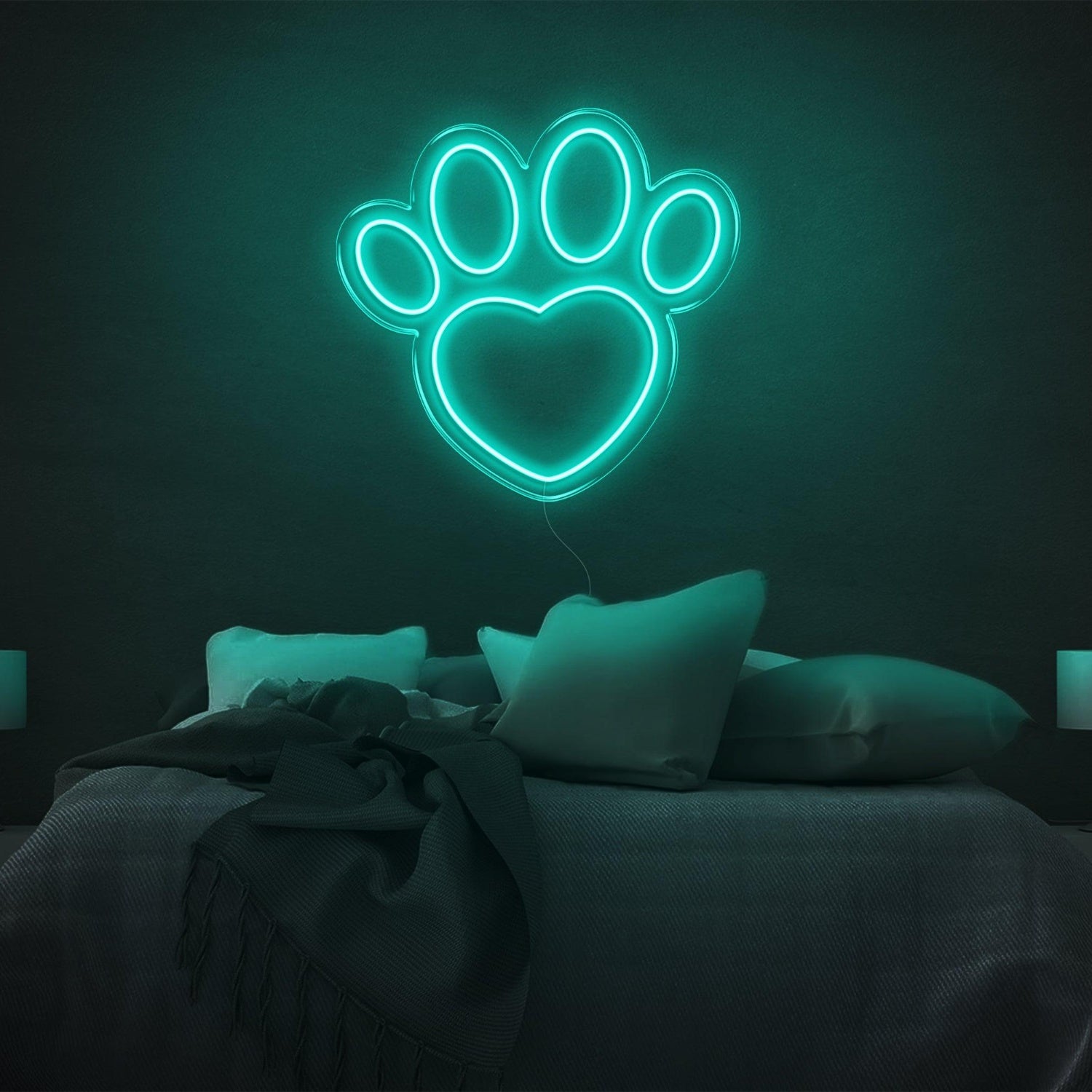 Dogprint Paw Heart Purple Led Neon Sign For Bedroom Wall Decor | Shineneon