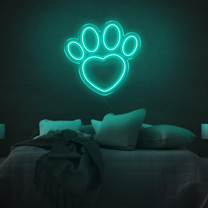 Dogprint Paw Heart Purple Led Neon Sign For Bedroom Wall Decor | Shineneon