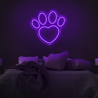 Dogprint Paw Heart Purple Led Neon Sign For Bedroom Wall Decor | Shineneon
