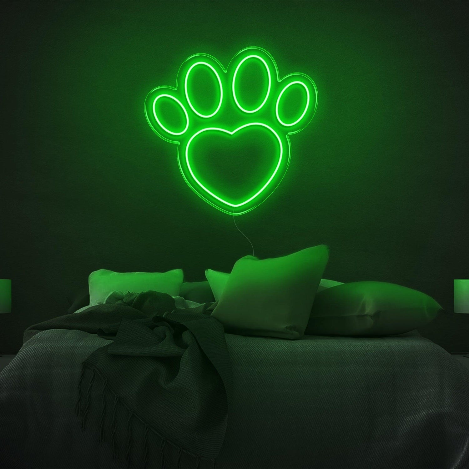 Dogprint Paw Heart Purple Led Neon Sign For Bedroom Wall Decor | Shineneon