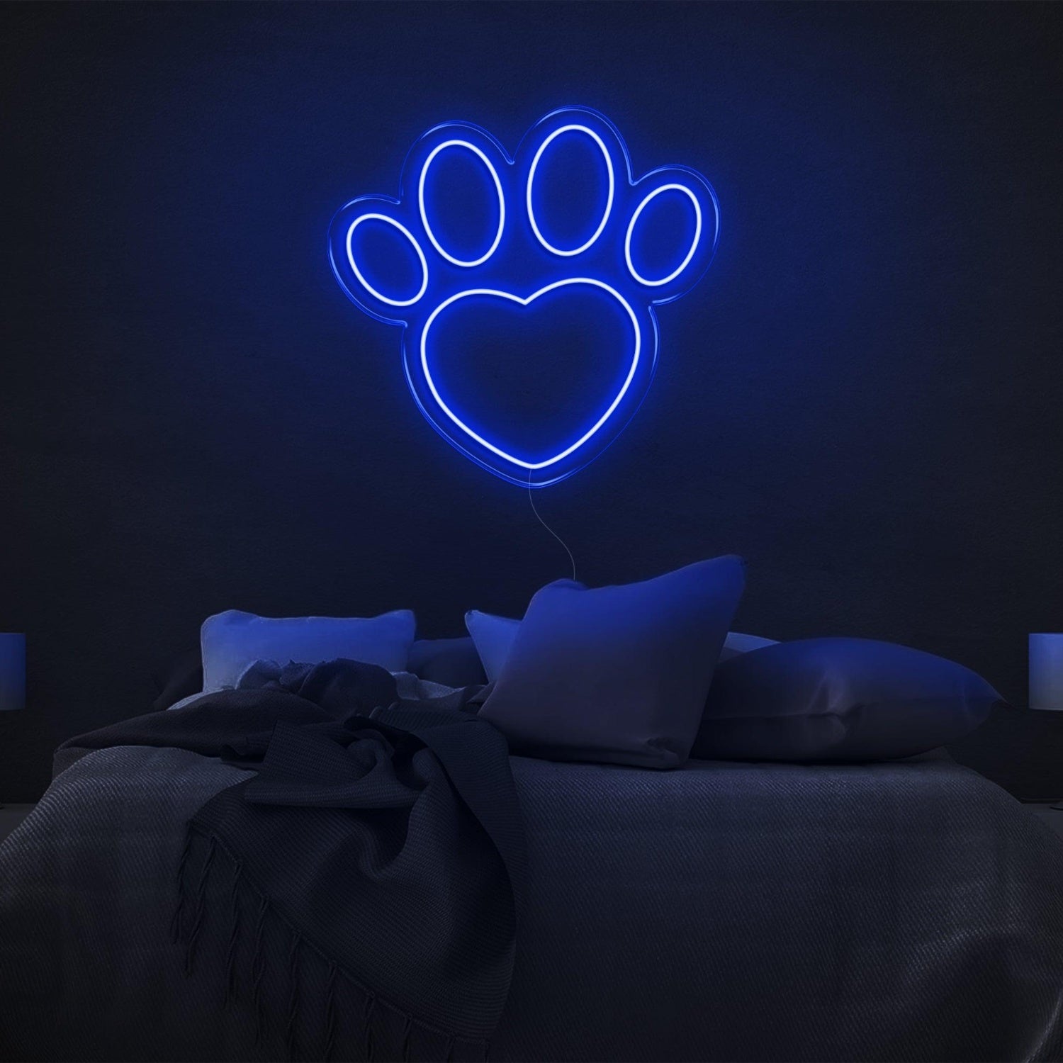 Dogprint Paw Heart Purple Led Neon Sign For Bedroom Wall Decor | Shineneon