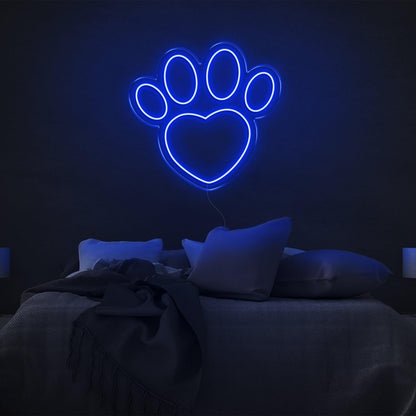 Dogprint Paw Heart Purple Led Neon Sign For Bedroom Wall Decor | Shineneon