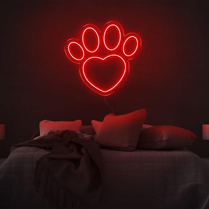 Dogprint Paw Heart Purple Led Neon Sign For Bedroom Wall Decor | Shineneon