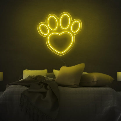 Dogprint Paw Heart Purple Led Neon Sign For Bedroom Wall Decor | Shineneon
