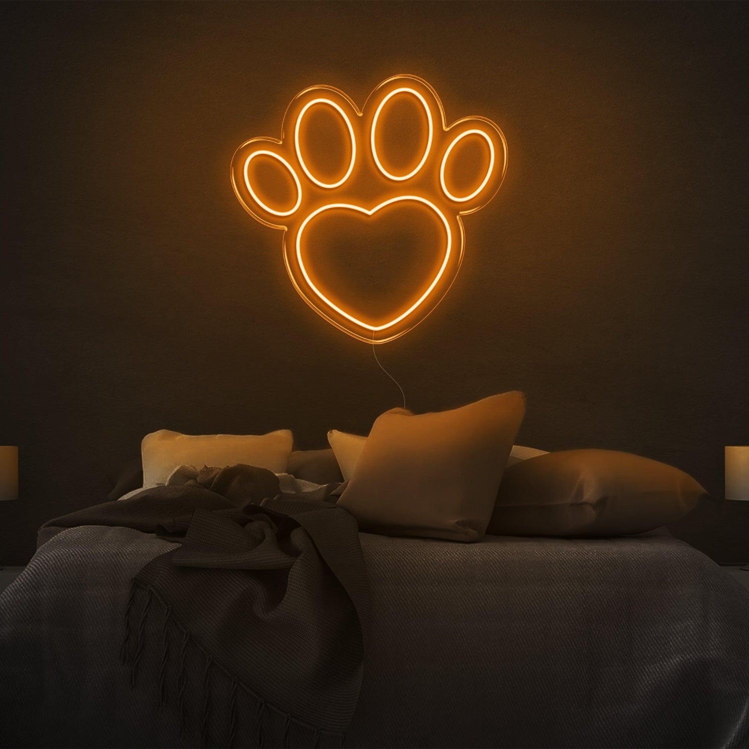 Dogprint Paw Heart Purple Led Neon Sign For Bedroom Wall Decor | Shineneon