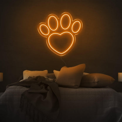 Dogprint Paw Heart Purple Led Neon Sign For Bedroom Wall Decor | Shineneon