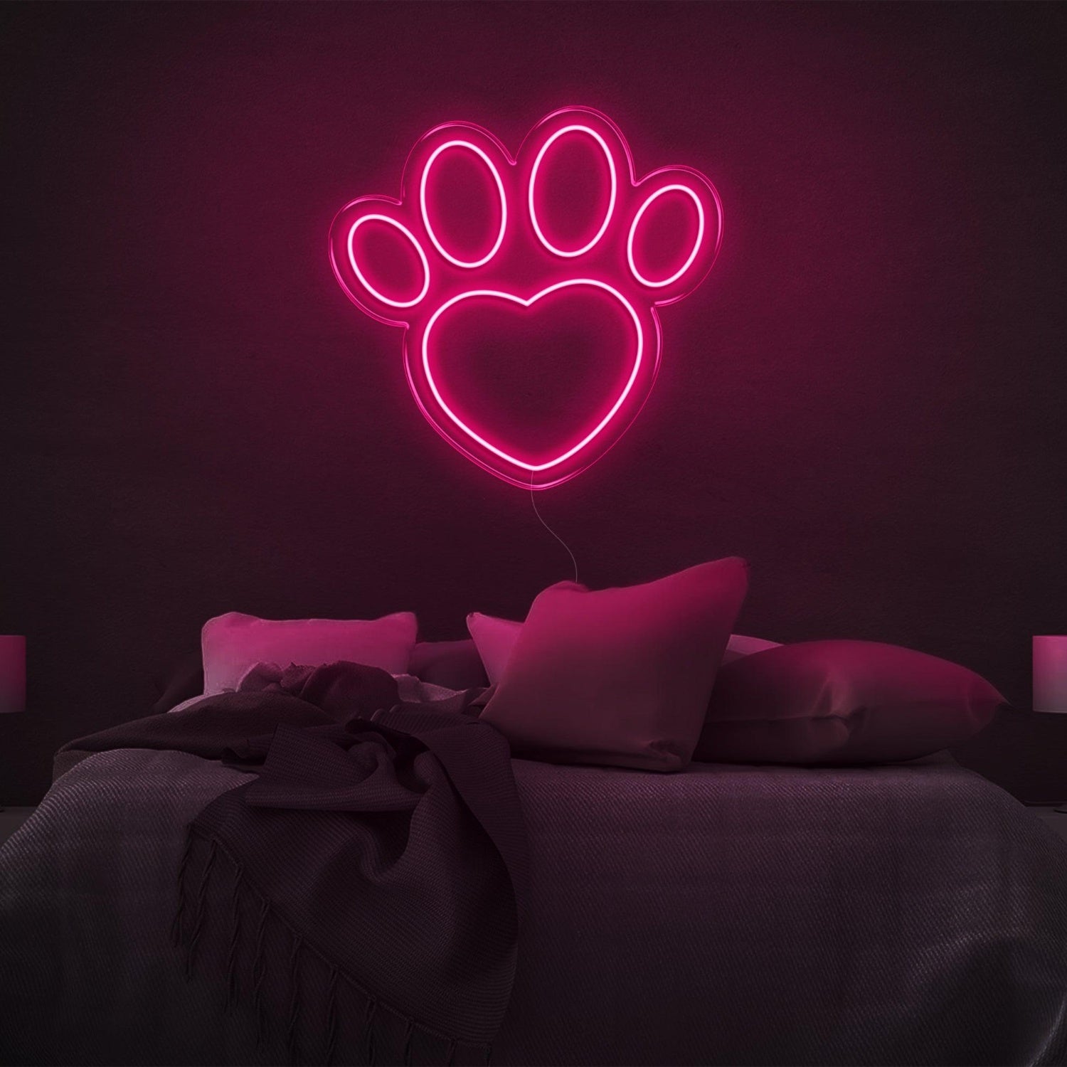 Dogprint Paw Heart Purple Led Neon Sign For Bedroom Wall Decor | Shineneon