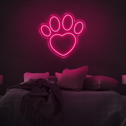 Dogprint Paw Heart Purple Led Neon Sign For Bedroom Wall Decor | Shineneon