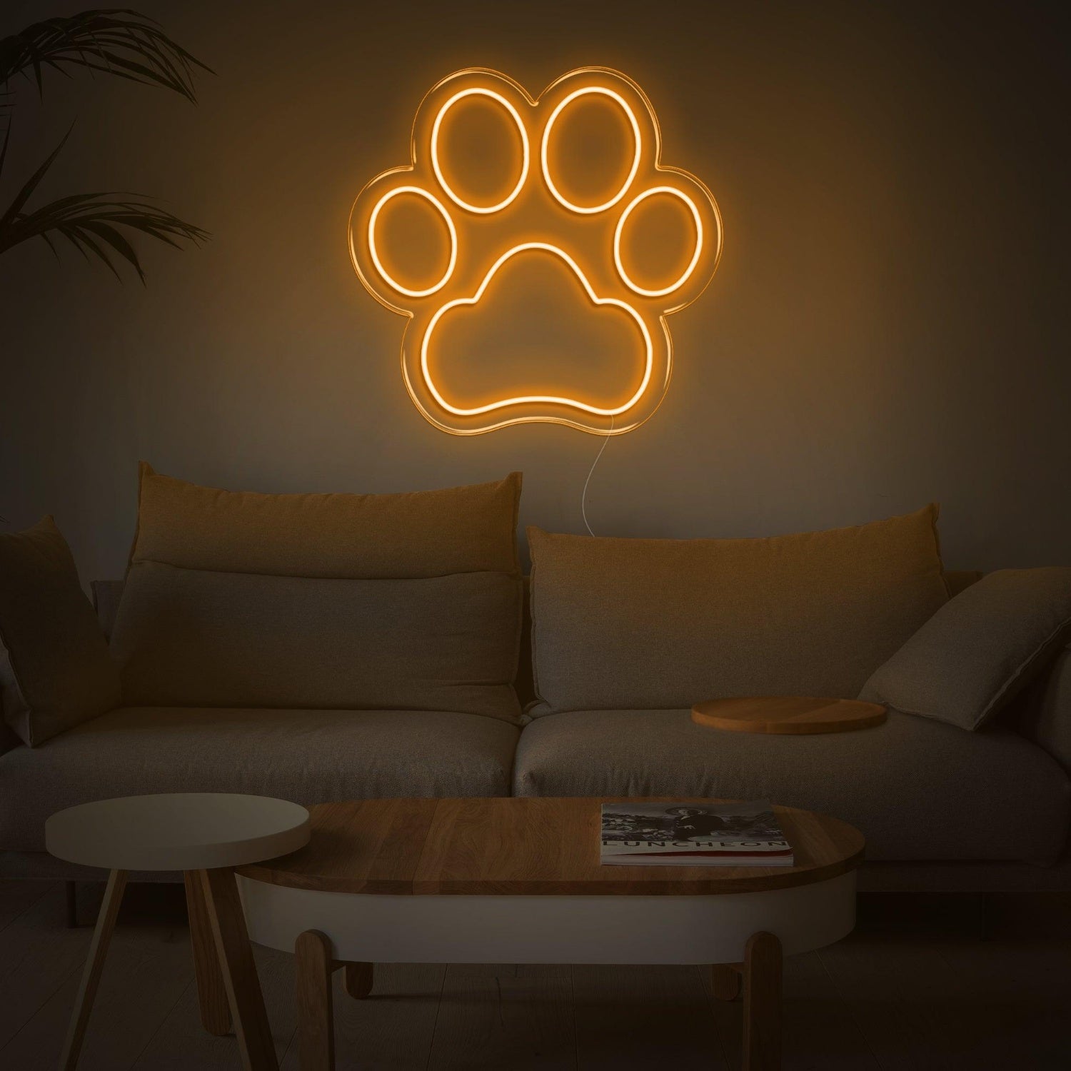 Dogprint Paw Led Neon Sign Warm Yellow For Living Room Home Decor | Shineneon