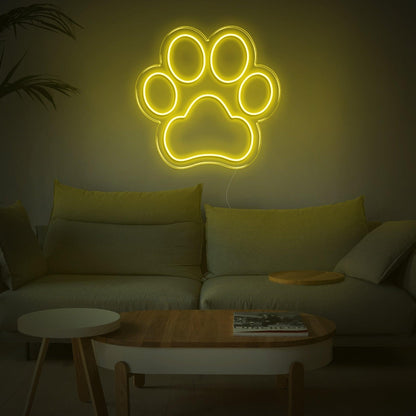 Dogprint Paw Led Neon Sign Warm Yellow For Living Room Home Decor | Shineneon