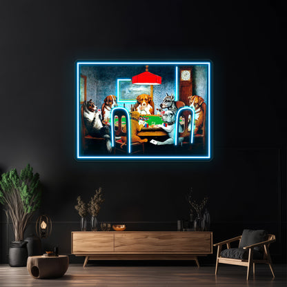 Dogs Playing Poker Vintage C M Coolidge Print Wall Artwork Neon Signs | Shineneon