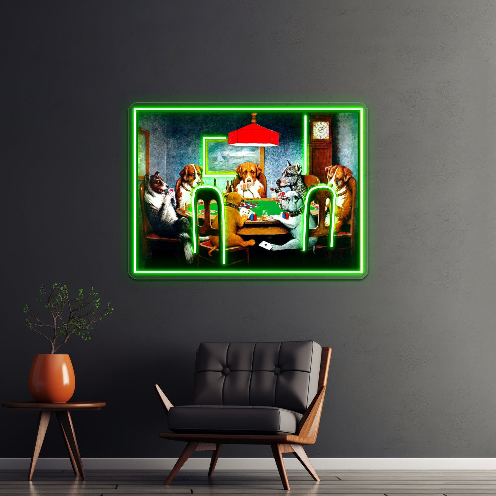 Dogs Playing Poker Vintage C M Coolidge Print Wall Artwork Neon Signs | Shineneon