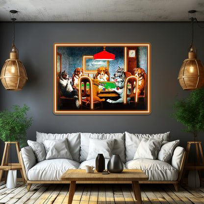 Dogs Playing Poker Vintage C M Coolidge Print Wall Artwork Neon Signs | Shineneon