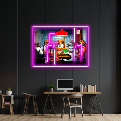 Dogs Playing Poker Vintage C M Coolidge Print Wall Artwork Neon Signs | Shineneon