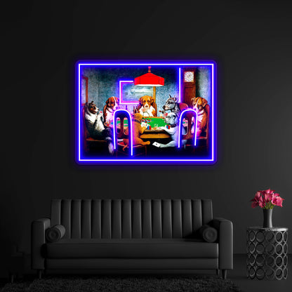 Dogs Playing Poker Vintage C M Coolidge Print Wall Artwork Neon Signs | Shineneon