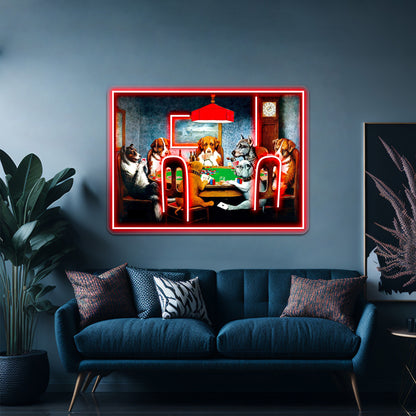 Dogs Playing Poker Vintage C M Coolidge Print Wall Artwork Neon Signs | Shineneon