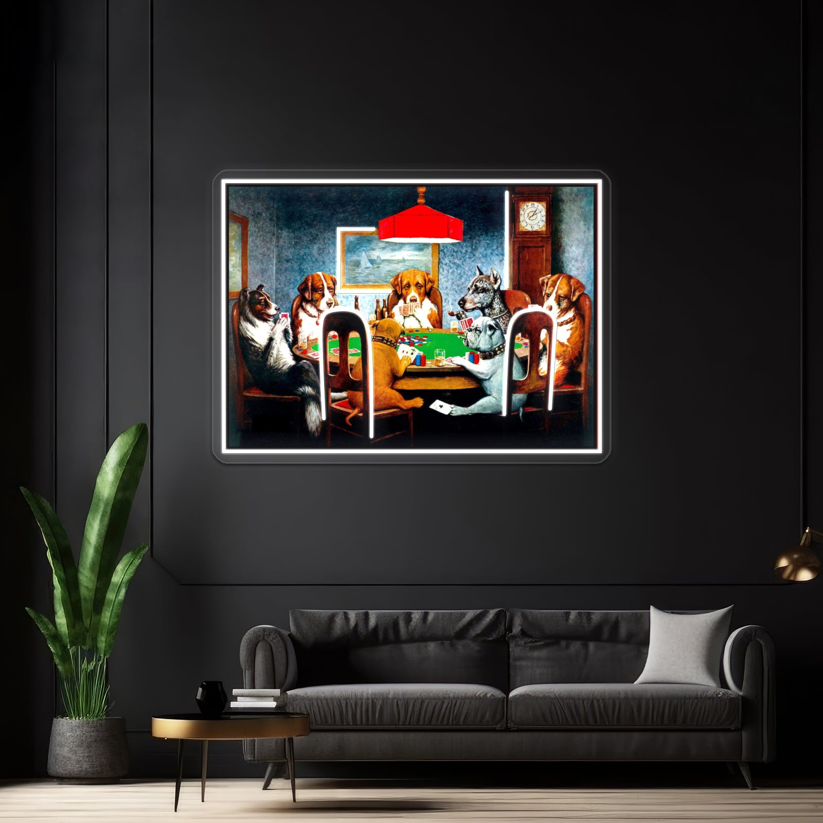 Dogs Playing Poker Vintage C M Coolidge Print Wall Artwork Neon Signs | Shineneon