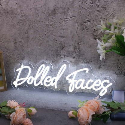 Dolled Faces White Led Neon Sign - Shineneon