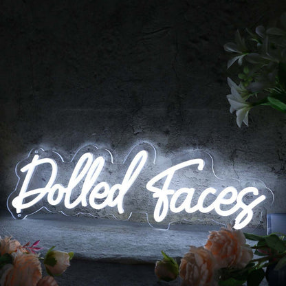 Dolled Faces White Led Neon Sign - Shineneon