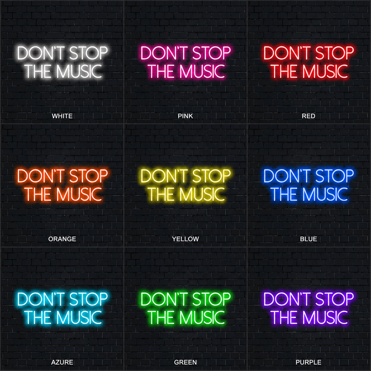 Don T Stop The Music Wall Decor LED Neon Sign - 05 Color Grid