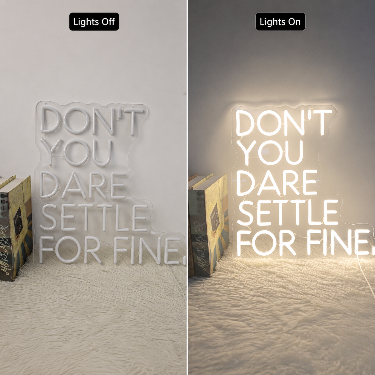 Don T You Dare Seattle For Fine LED Neon Sign - 06 Day Night Comparison