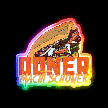 Doner Makes Beautiful Fast Food Led Neon Sign For Burger Place Rgb Color - LED neon sign close-up detail