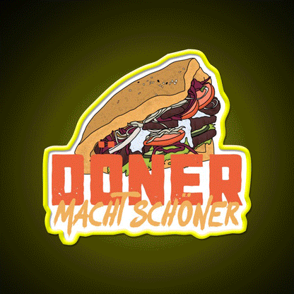 Doner Makes Beautiful Snack Food Led Neon Sign Rgb Color - Custom LED neon sign front view
