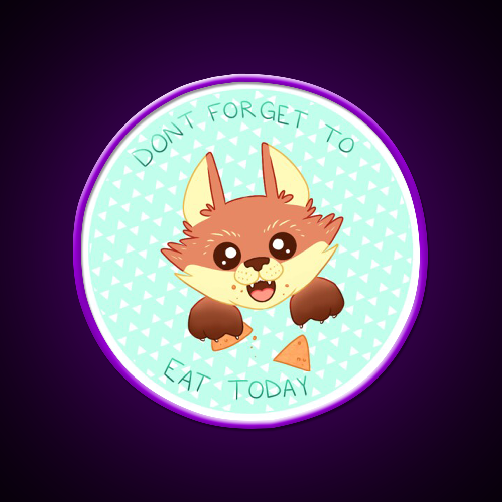 Dont Forget To Eat Fox Snack Food Led Neon Sign Rgb Color