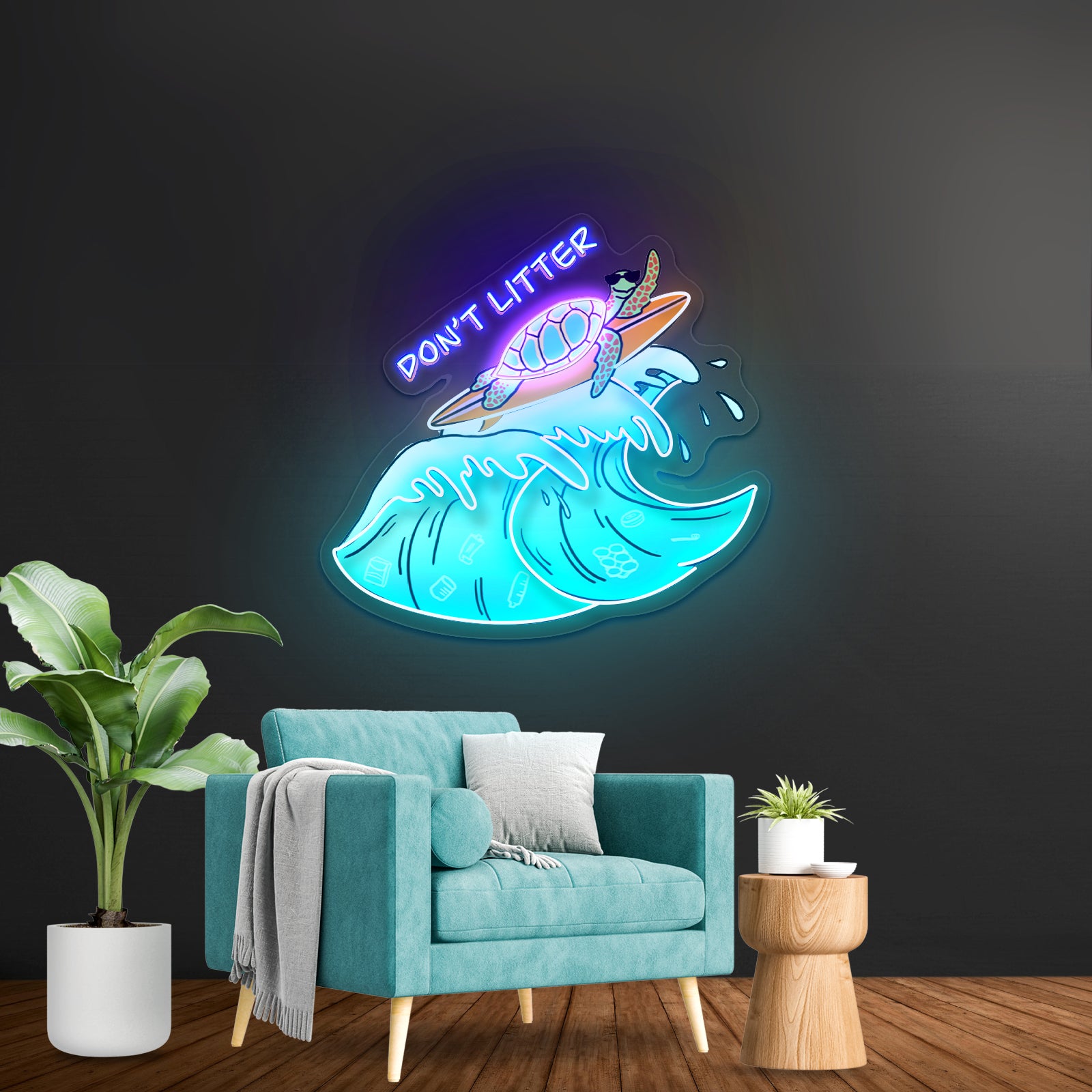 Dont Litter Sea Turtle Neon Signs For Sale