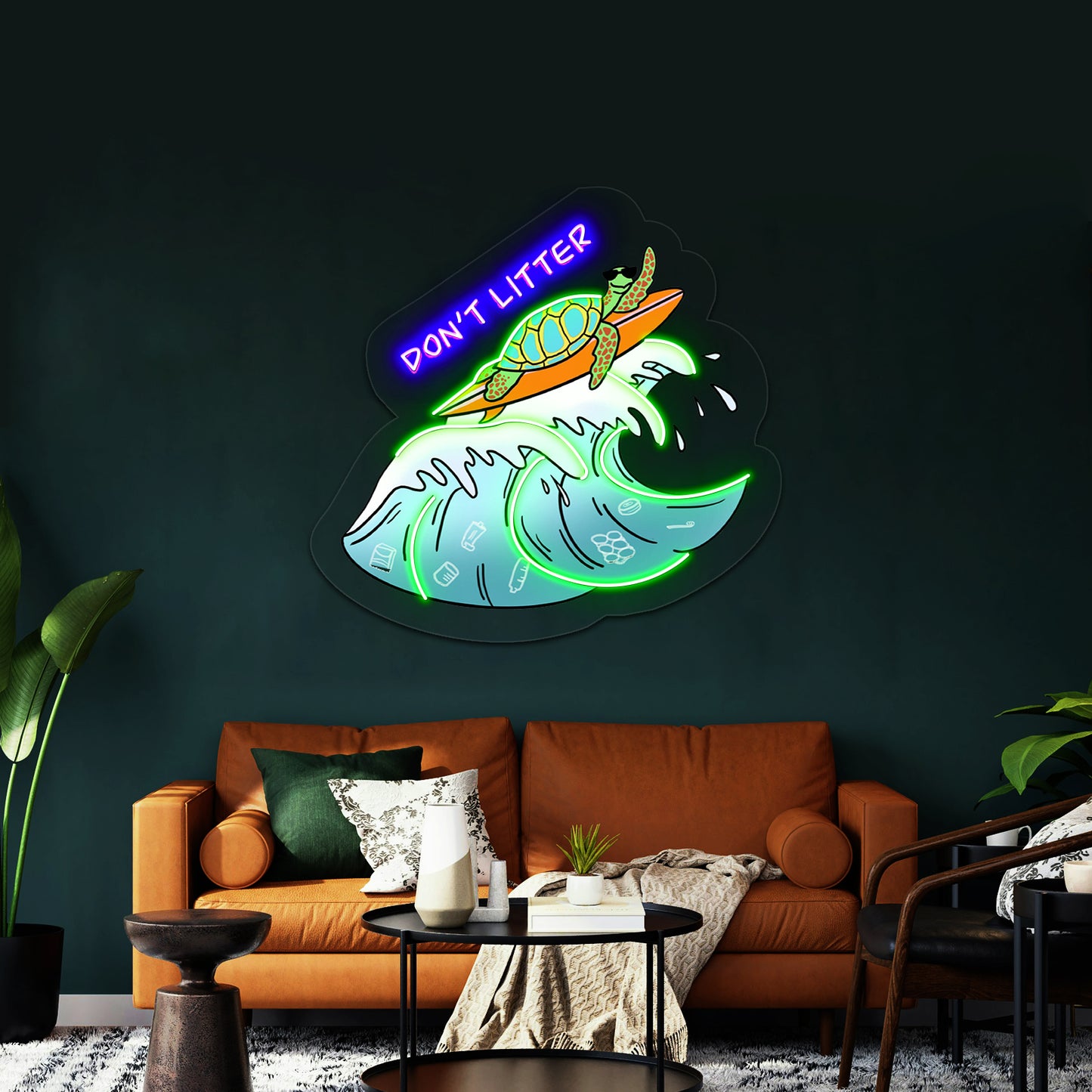 Dont Litter Sea Turtle Neon Signs For Sale