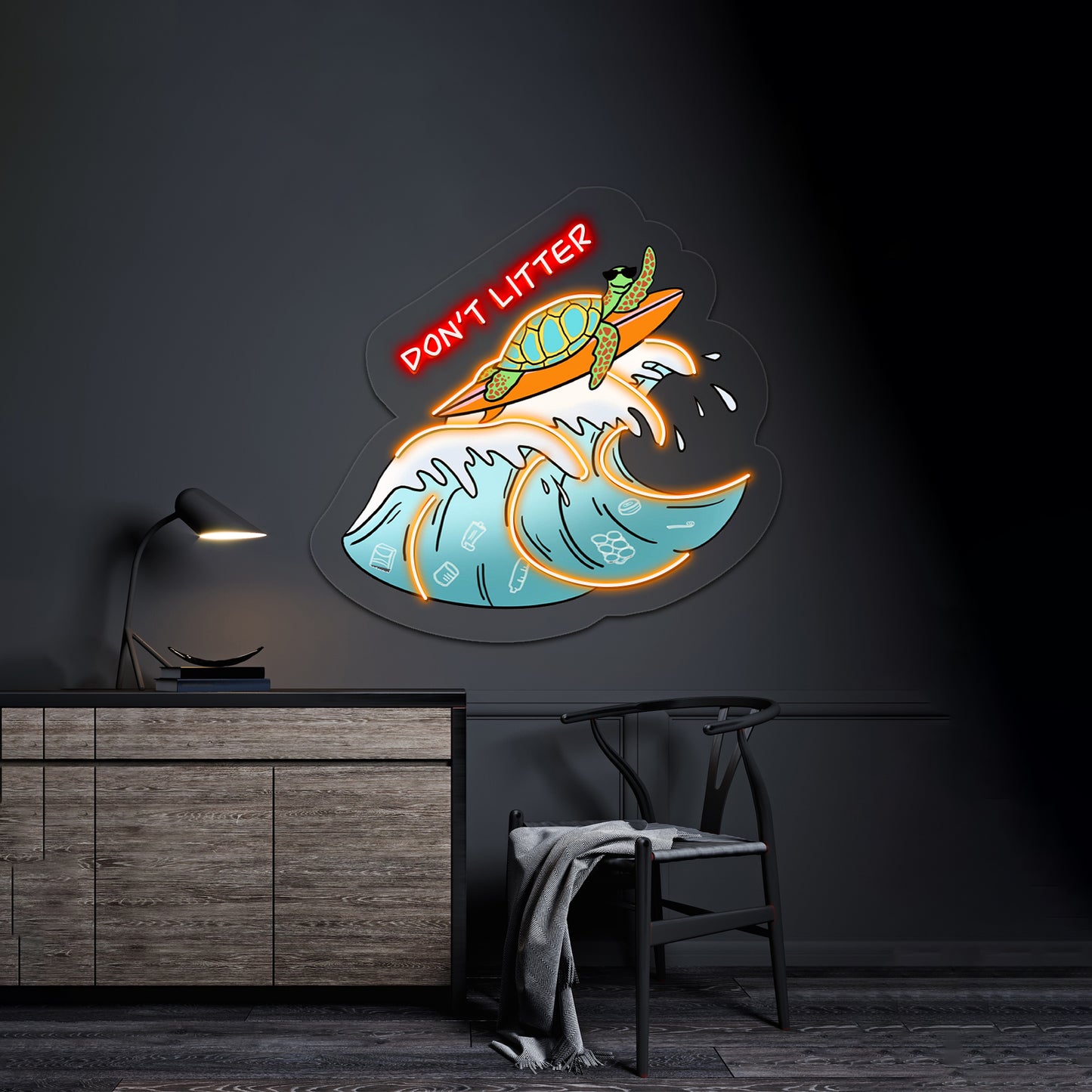 Dont Litter Sea Turtle Neon Signs For Sale