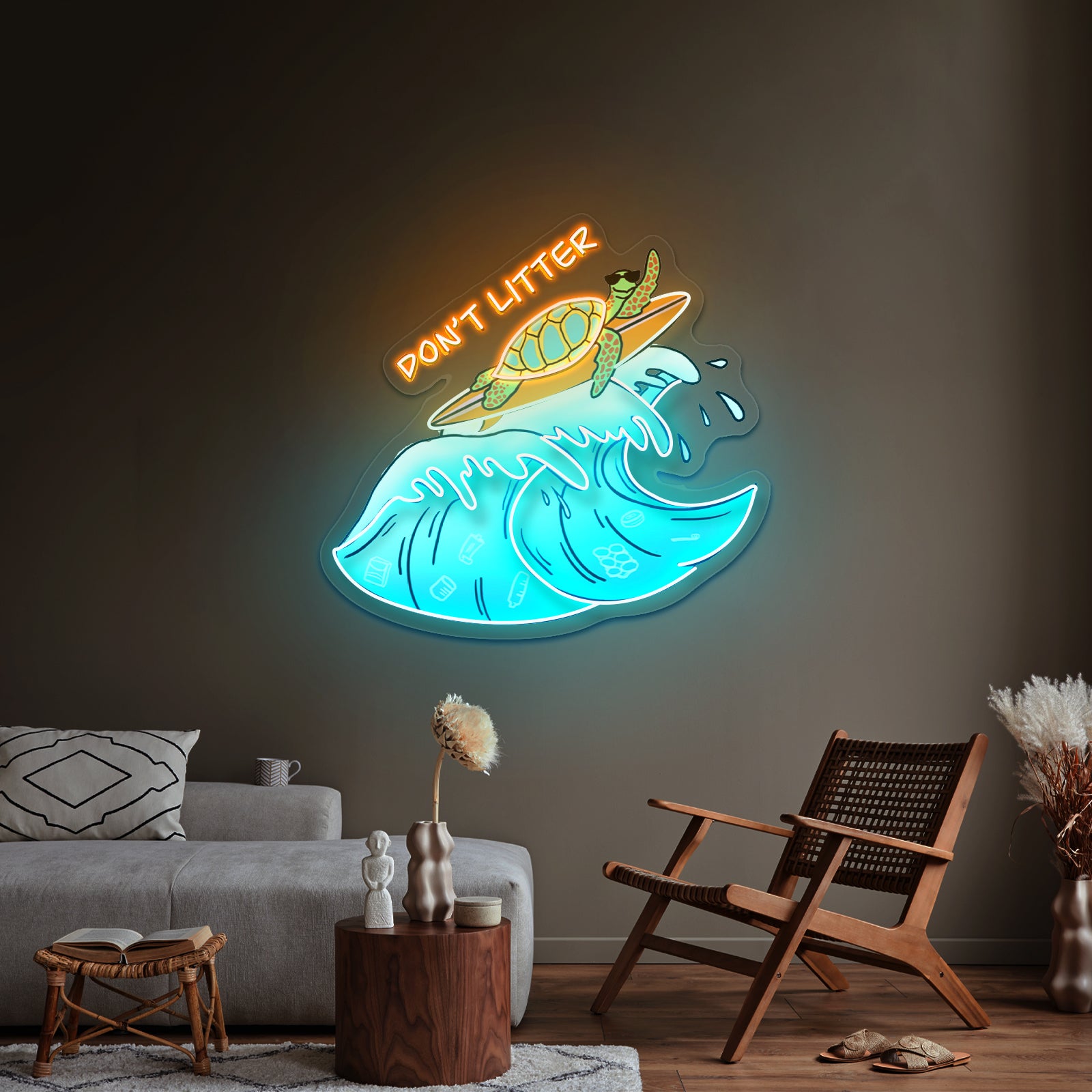 Dont Litter Sea Turtle Neon Signs For Sale