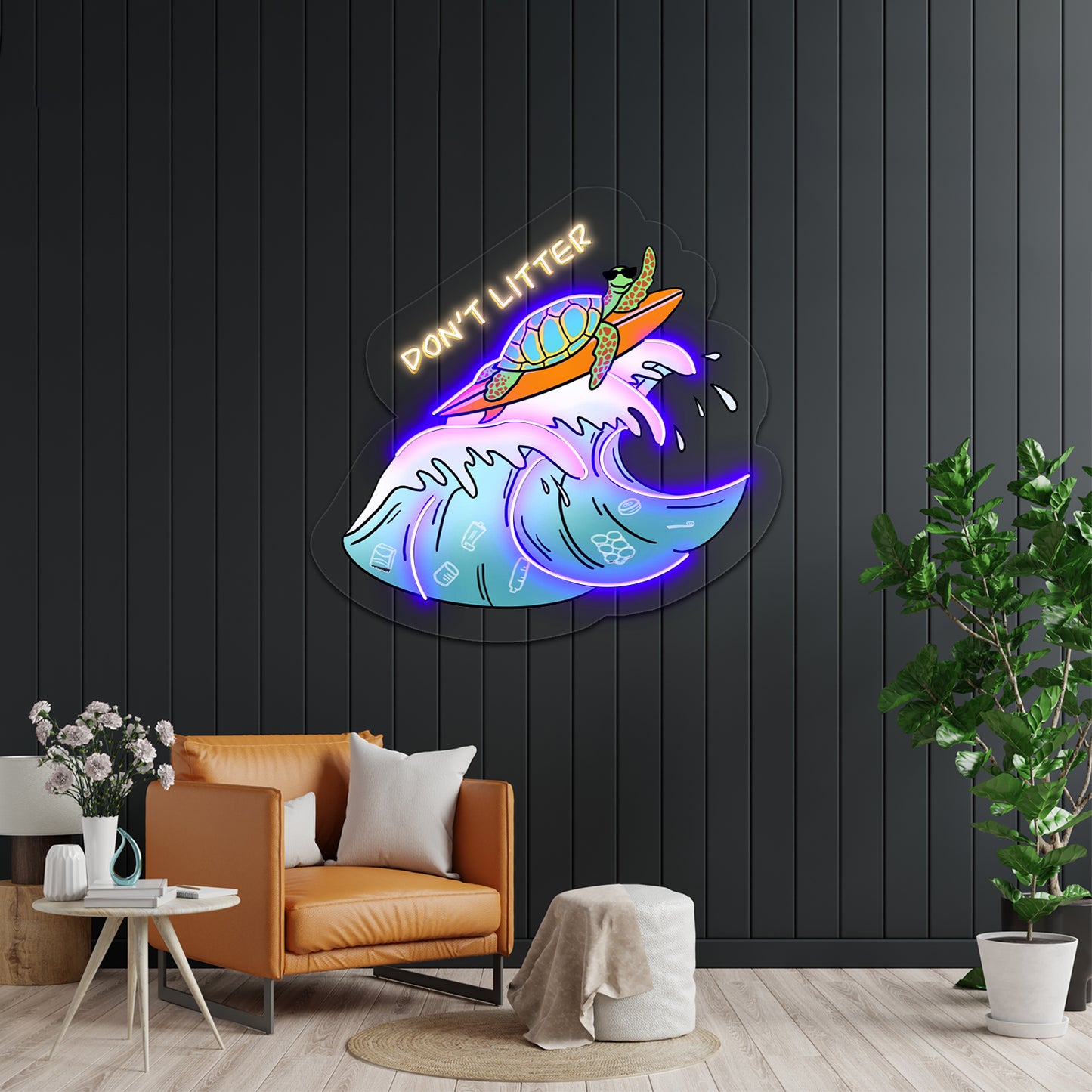 Dont Litter Sea Turtle Neon Signs For Sale