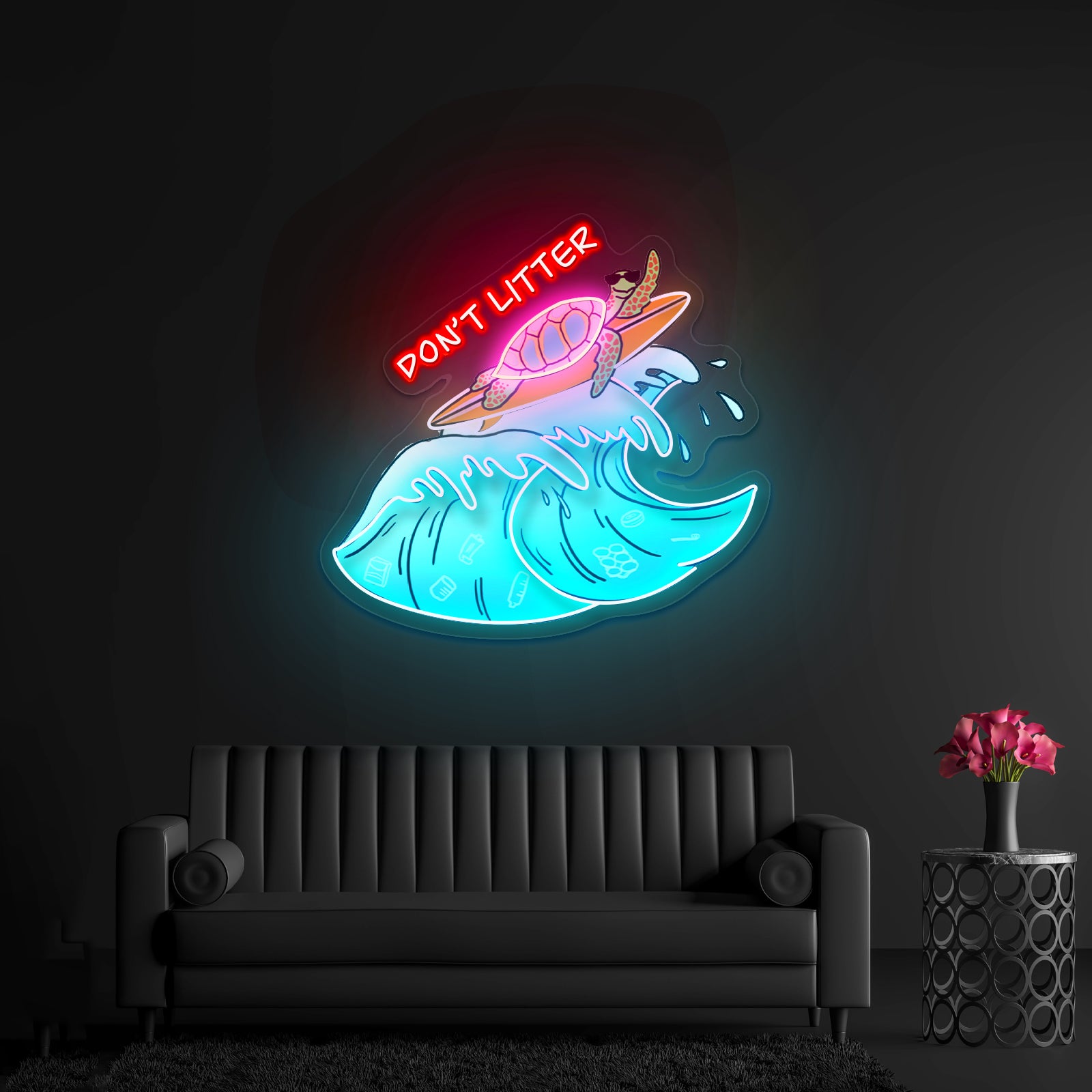 Dont Litter Sea Turtle Neon Signs For Sale