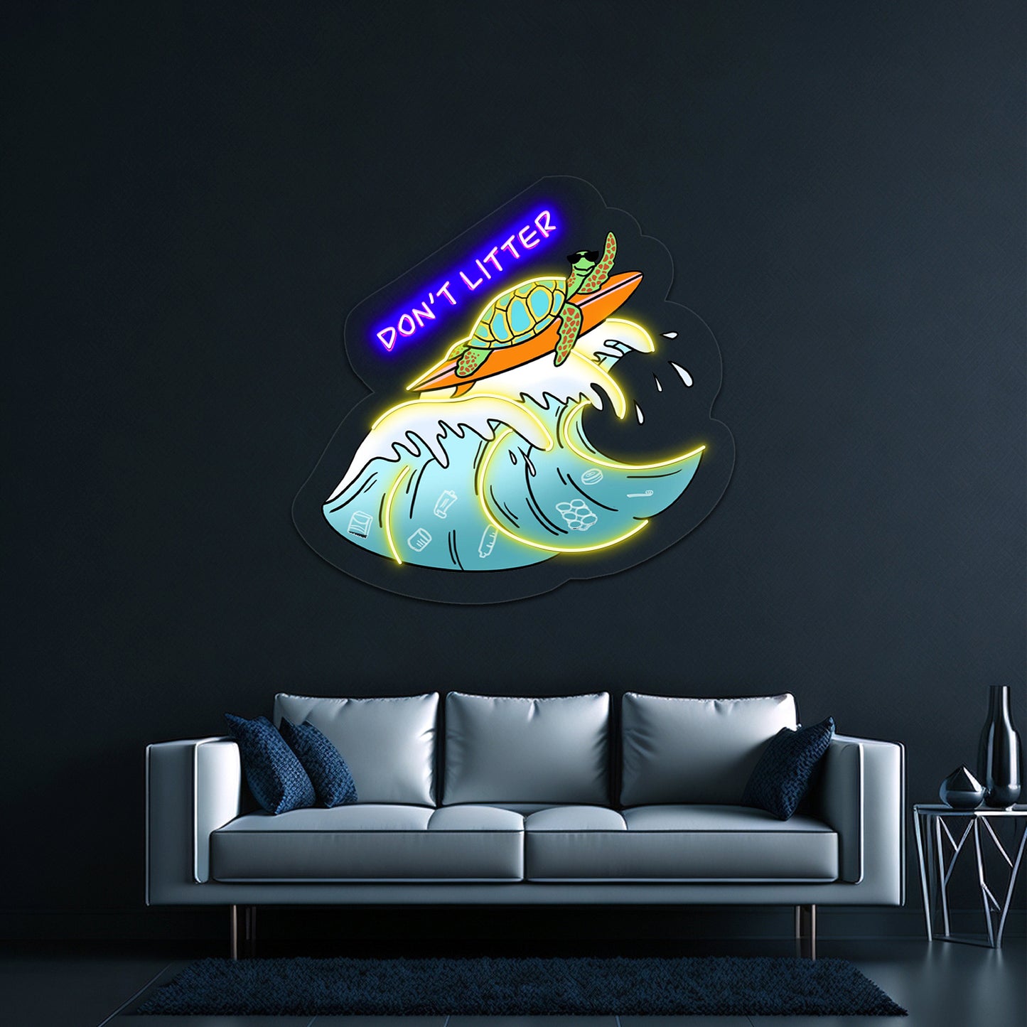 Dont Litter Sea Turtle Neon Signs For Sale