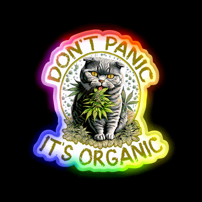Dont Panic Its Organic Cat Hemp Inspired Green Leaf Led Neon Sign Rgb Color