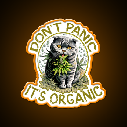 Dont Panic Its Organic Cat Hemp Inspired Green Leaf Led Neon Sign Rgb Color