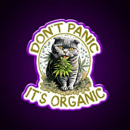 Dont Panic Its Organic Cat Hemp Inspired Green Leaf Led Neon Sign Rgb Color