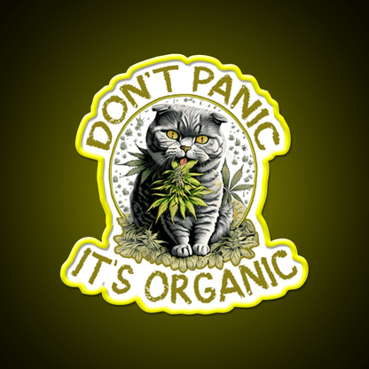 Dont Panic Its Organic Cat Hemp Inspired Green Leaf Led Neon Sign Rgb Color - Shineneon